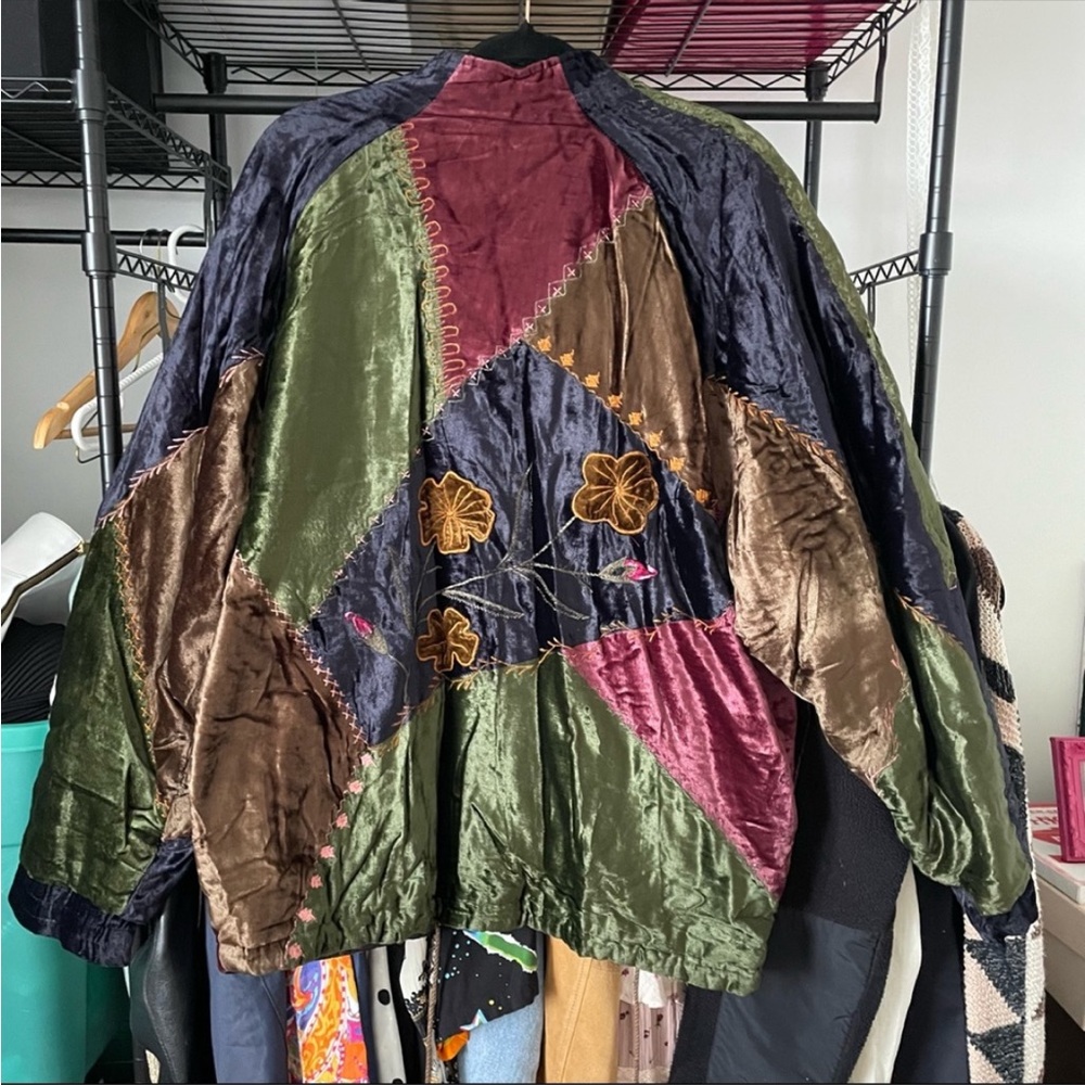 90s Vintage Patchwork Velour Jacket - image 2